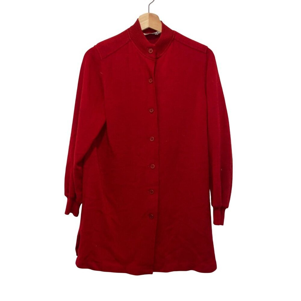 Rodier Vintage Red Lamswool Cardigan Sweater Size 42 Womens
